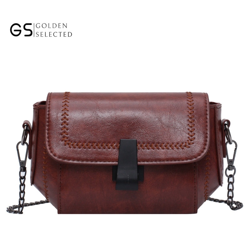 Hàng Mới Về Túi Đeo Chéo Da Mềm Cỡ Nhỏ Phối Dây Xích Thời Trang Nữ Sành Điệu