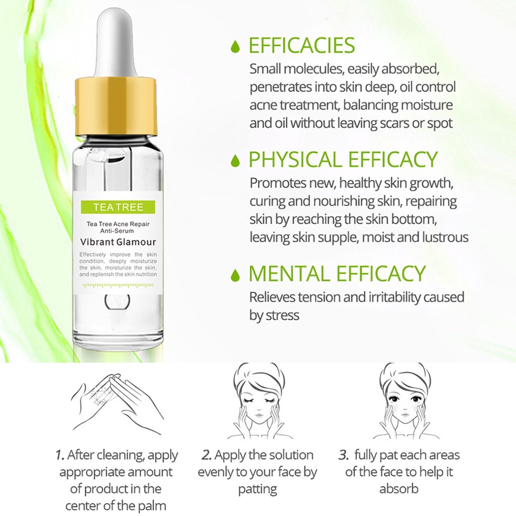 Serum Hỗ trợ giảm mụn VIBRANT GLAMOUR Chiết Xuất Trà Xanh E7P4