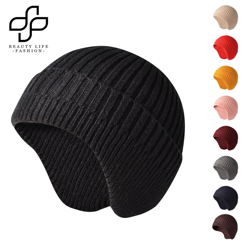 Nón Len Trùm Tai Giữ Ấm Màu Trơn Dành Cho Cặp Đôi