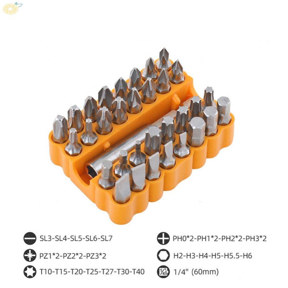 【VARSTR】Screwdriver Bits Black Chrome Vanadium Steel Hex Shank Slotted Cross Yellow