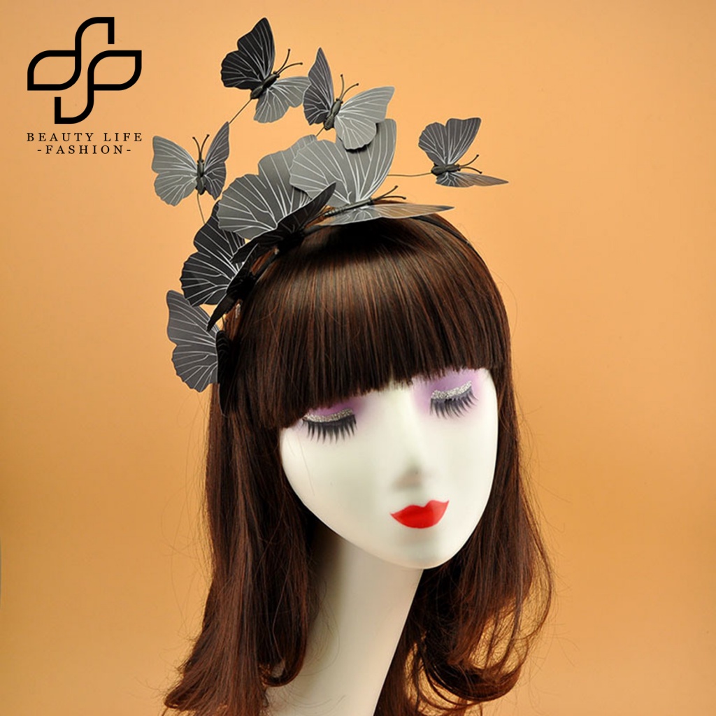Băng Đô Cài Tóc Bằng Nhựa Hình Bướm Ba Chiều Sáng Tạo