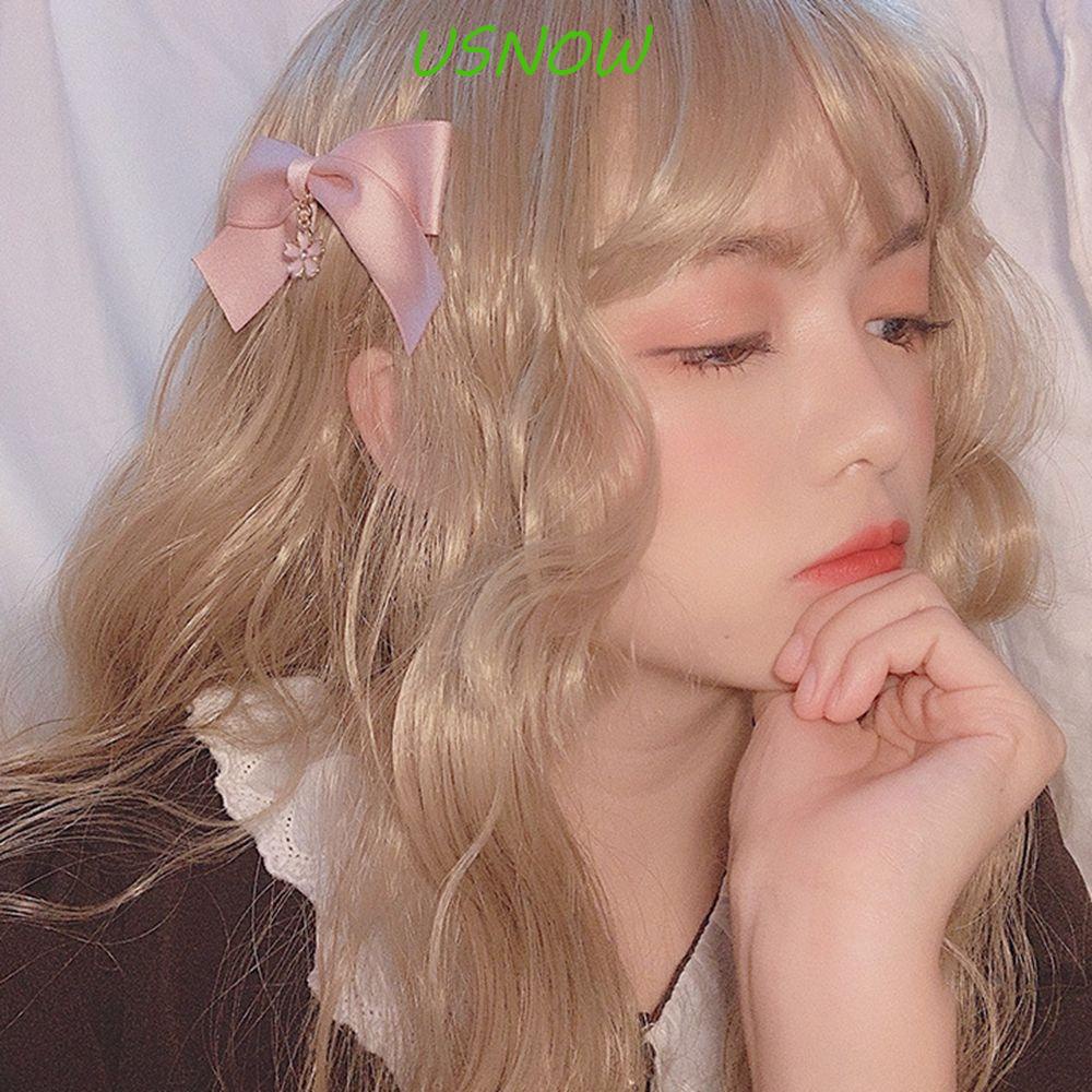 Kẹp Tóc Nơ Vải Hình Mặt Trăng Phong Cách Hàn Quốc Sang Trọng