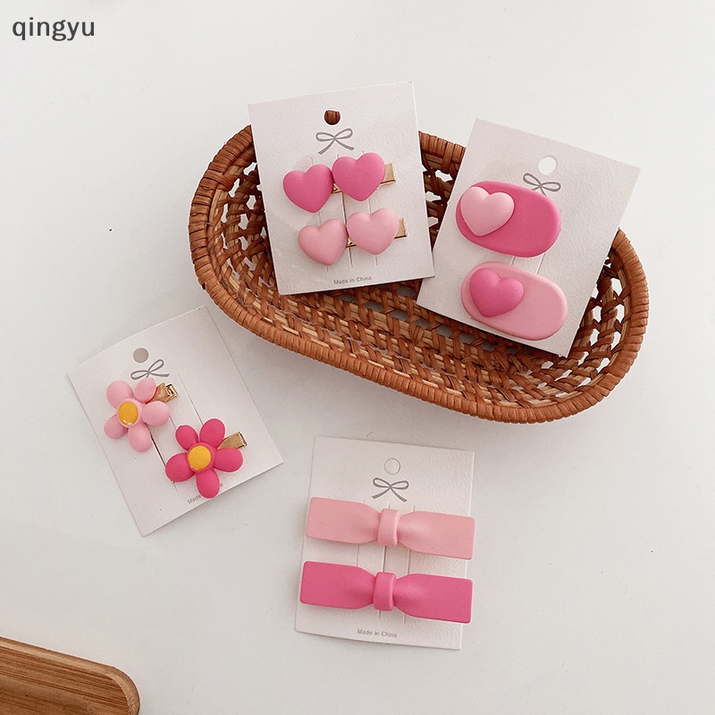 Kẹp Tóc Cạnh Trái Tim Hoa Đào Màu Hồng Mùa Hè Mới qingyu