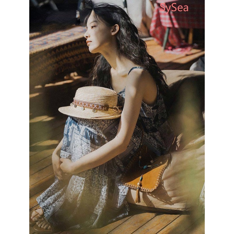 Đầm Dây Dáng Rộng In Họa Tiết Thời Trang Mùa Hè Dành Cho Nữ