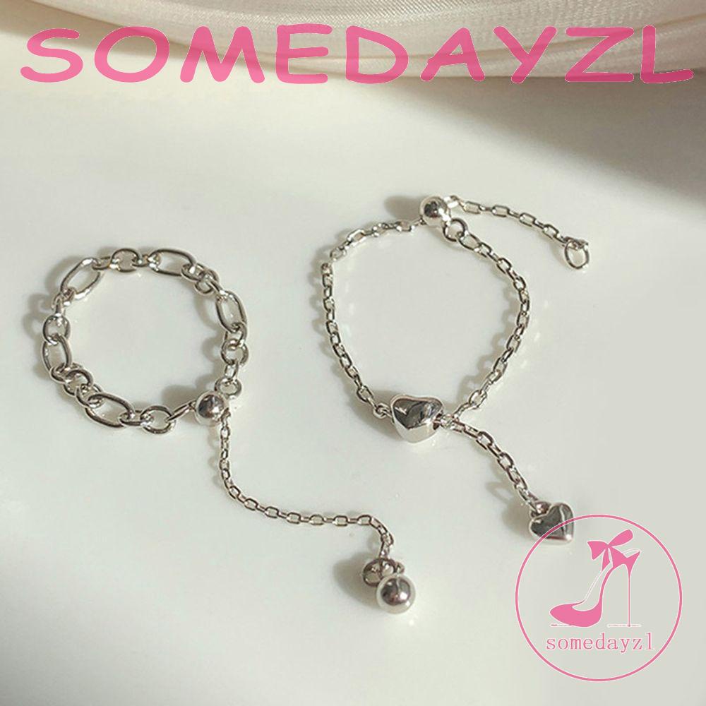 Nhẫn Phối Dây Xích Đính Hạt Phong Cách Punk Cổ Điển Sáng Tạo Dành Cho Nữ