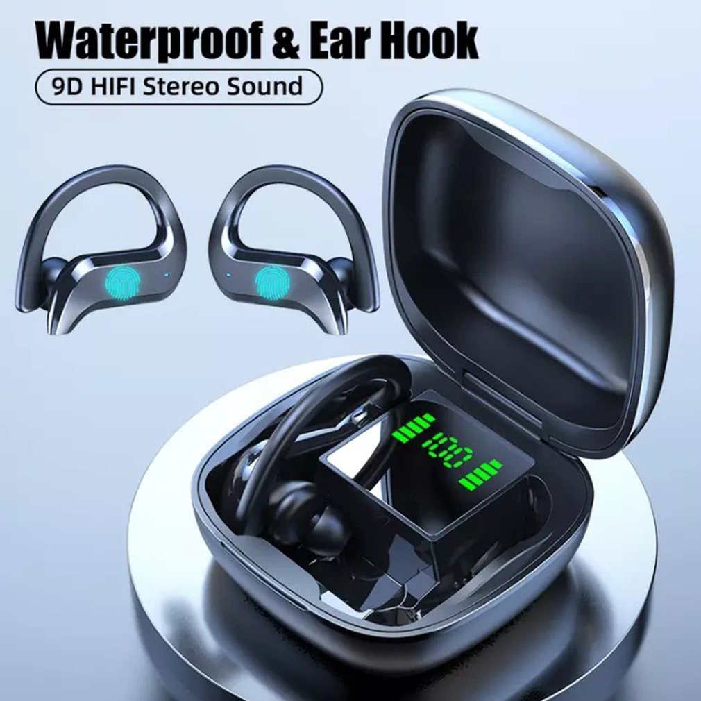 Wireless Headset Md03 Ear Hook Digital Display Waterproof Smart Noise Reduction Sports [Q/1]