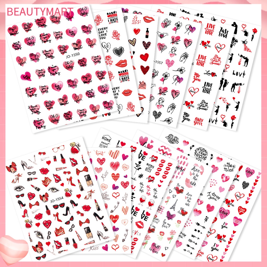 Miếng Dán Móng Tay Hiệu Ứng 3D Không Phai Tự Dính Hình Hoa Lãng Mạn Cho Nữ