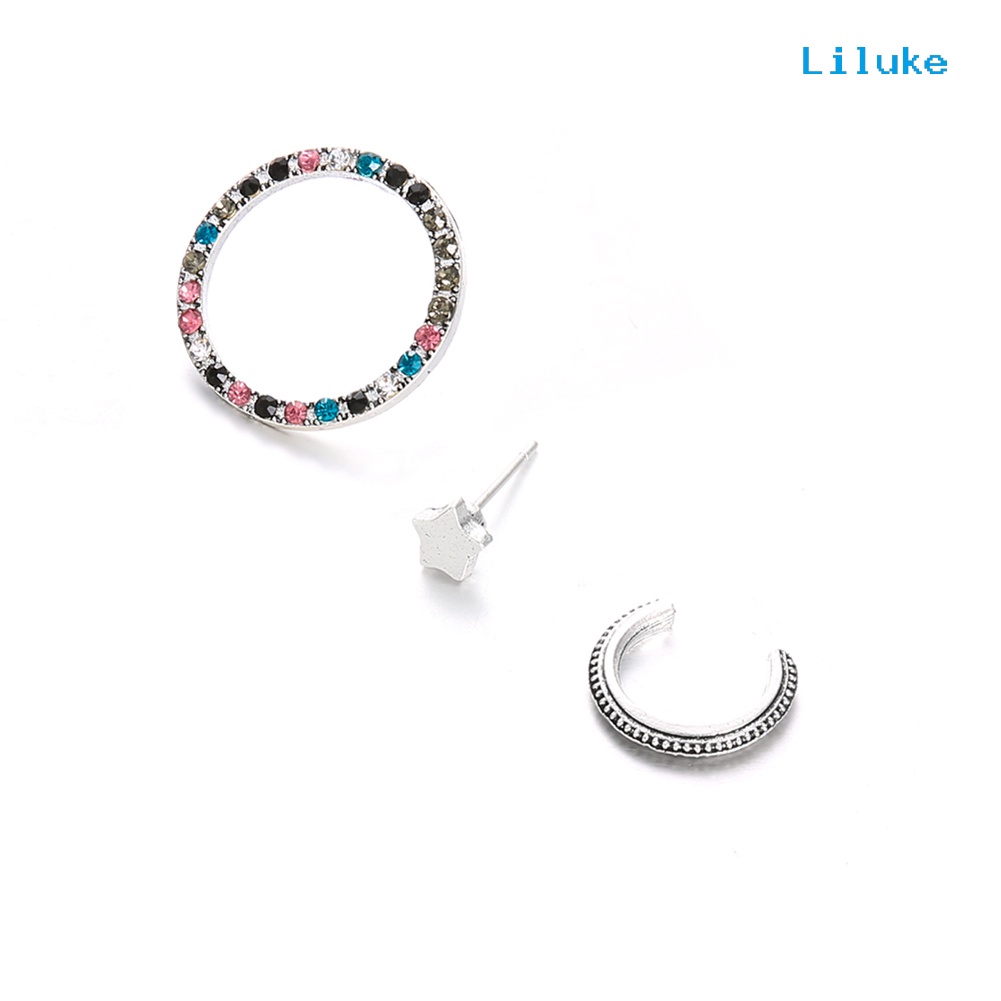 Bộ 3 Khuyên Vành Tai Đính Đá Thời Trang Nữ Tính