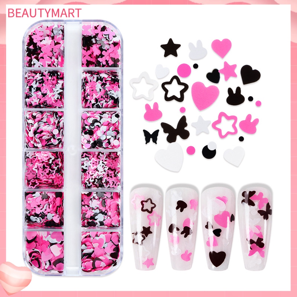 1 Hộp 1 Hộp Kim Tuyến Tròn / Bướm / Ngôi Sao / Trái Tim Trang Trí Móng Tay Nghệ Thuật