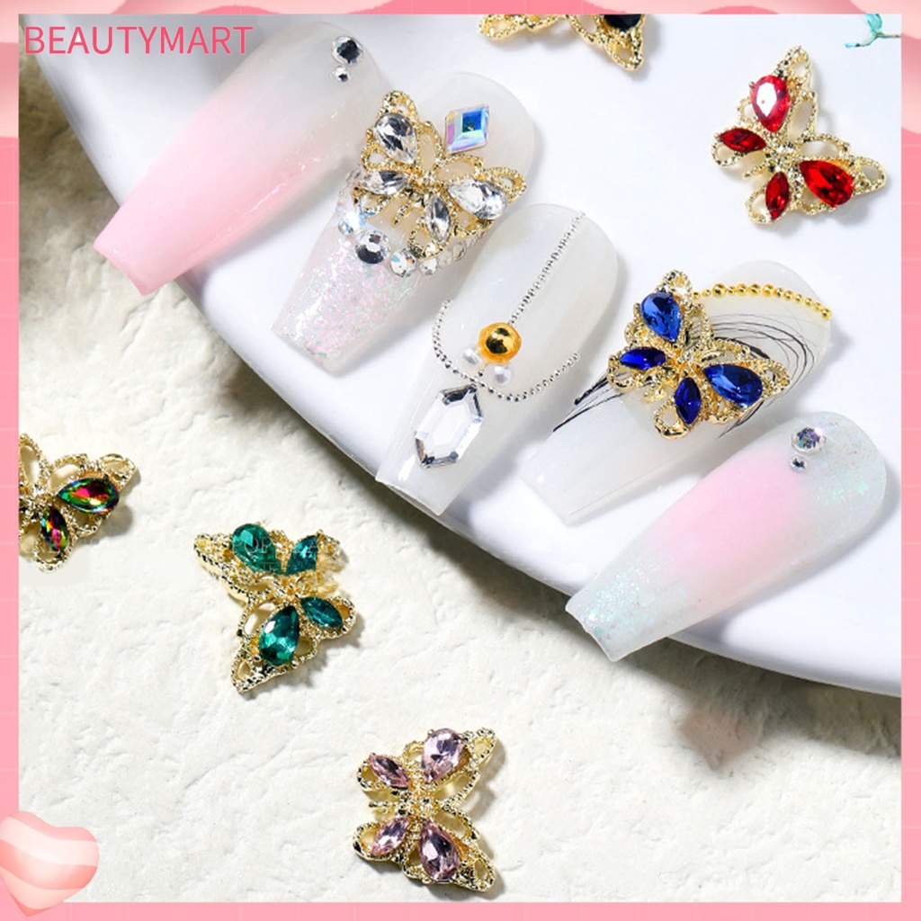Set 10 Phụ Kiện Đính Trang Trí Móng Tay Hình Bướm Sang Trọng DIY
