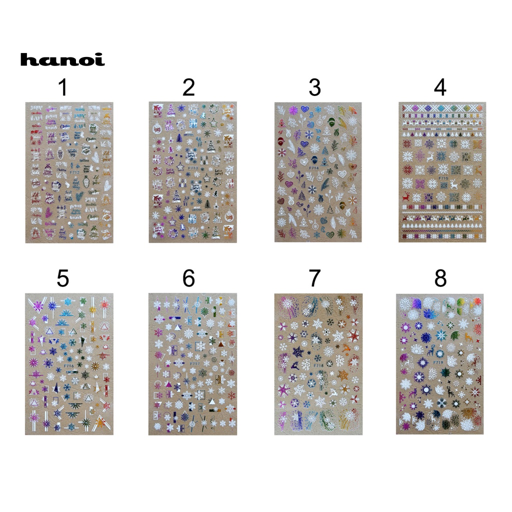 1 Tờ Miếng Dán Móng Tay 3D Chủ Đề Giáng Sinh Nhiều Màu Sắc An Toàn Nhỏ Gọn Dành Cho Nữ