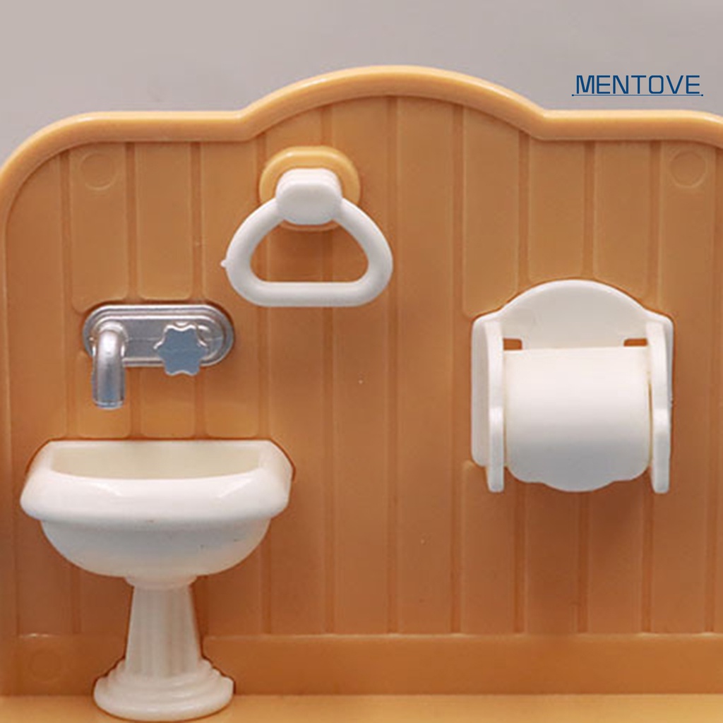 1 Bộ Mô Hình Phòng Tắm Bằng Nhựa Đẹp Mắt Cho Nhà Búp Bê