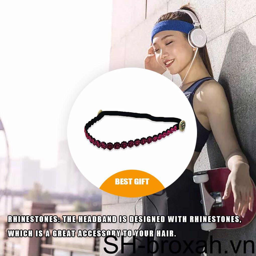 Băng Đô Cài Tóc Co Giãn Đính Đá Phong Cách Đơn Giản