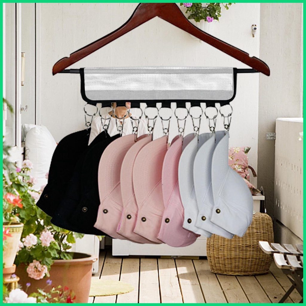 Giá Đỡ Đa Năng Kèm 10 Kẹp Lớn Tiện Dụng Cho Tủ Quần Áo / Mũ