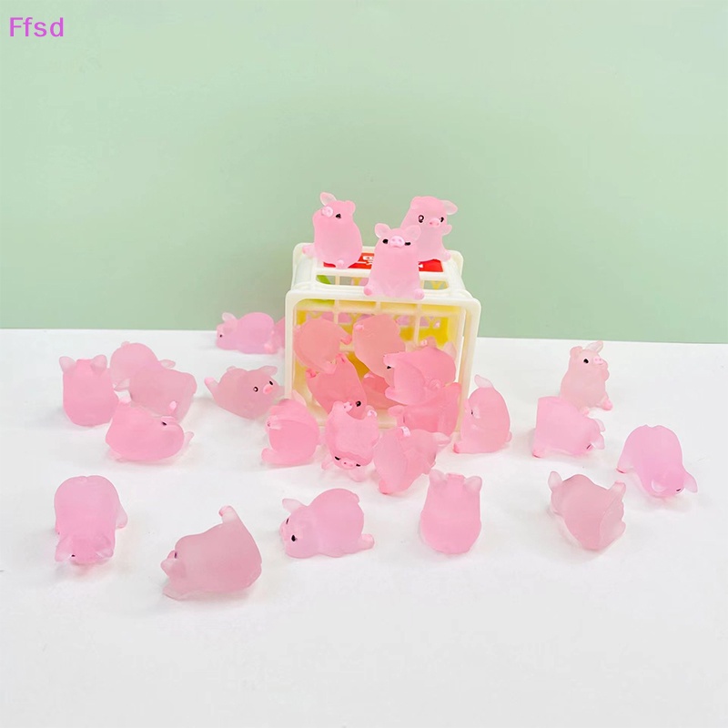 {Ffsd} Set 10 Chú Heo Nhựa Resin Thủ Công Dễ Thương Ánh Sáng Nhiều Màu Sắc Trang Trí Điện Thoại Sổ Lưu Niệm DIY