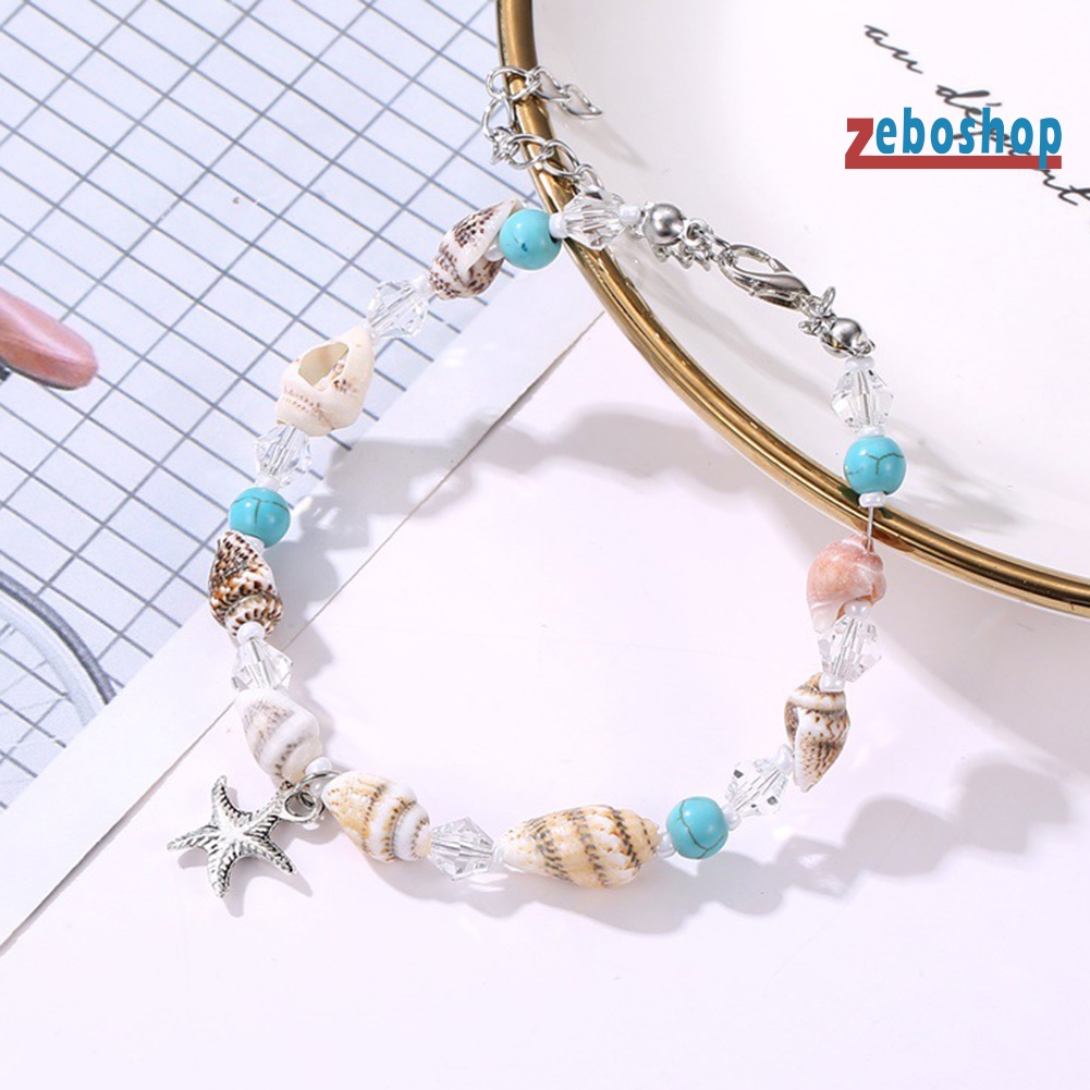 Lắc Chân Đính Hạt Vỏ Sò / Sao Biển Phong Cách Boho Thời Trang Đi Biển Cho Nữ