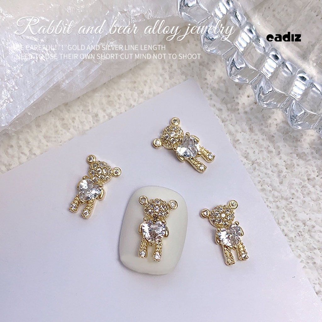 Bộ 5 Miếng Dán Trang Trí Móng Tay Tạo Hiệu Ứng 3D Hình Gấu Thỏ Hoạt Hình DIY