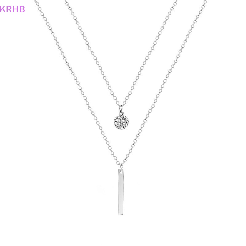 Vòng cổ Hai Lớp Dáng Dài Mặt Hình Học Đơn Giản Phong Cách Âu Mỹ Cho Nữ Mới