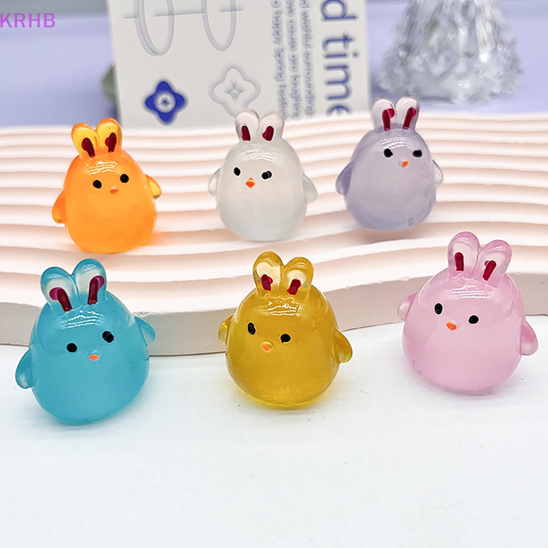 Thỏ Dạ Quang Ba Chiều Bằng Nhựa Resin Trang Trí Tiểu Cảnh / Nhà Búp Bê DIY Mới