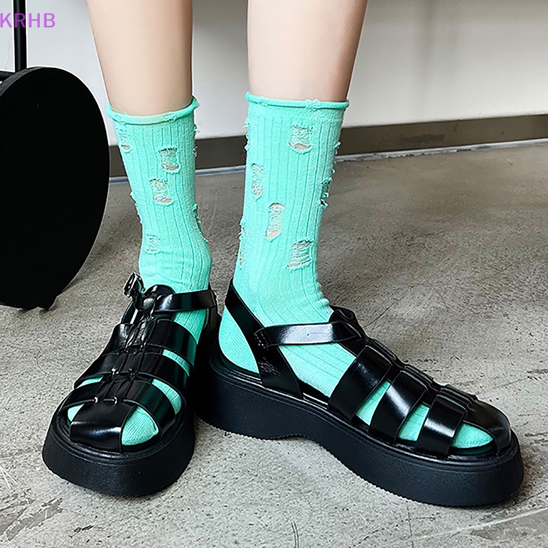 Vớ Dệt Kim Rách Thời Trang Harajuku Đường Phố Mới Cho Nữ