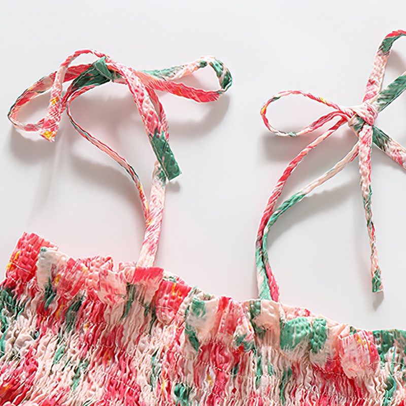 Đầm Hai Dây In Hoa Thời Trang Mùa Hè Cho Bé Gái 2-7 Tuổi