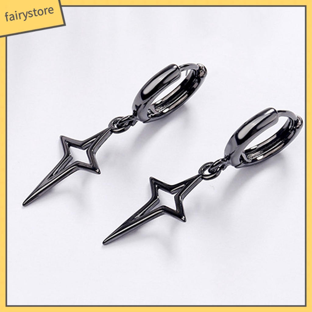 1 Đôi Bông Tai Hình Ngôi Sao Màu Trơn Phong Cách Hip hop Dành Cho Nữ