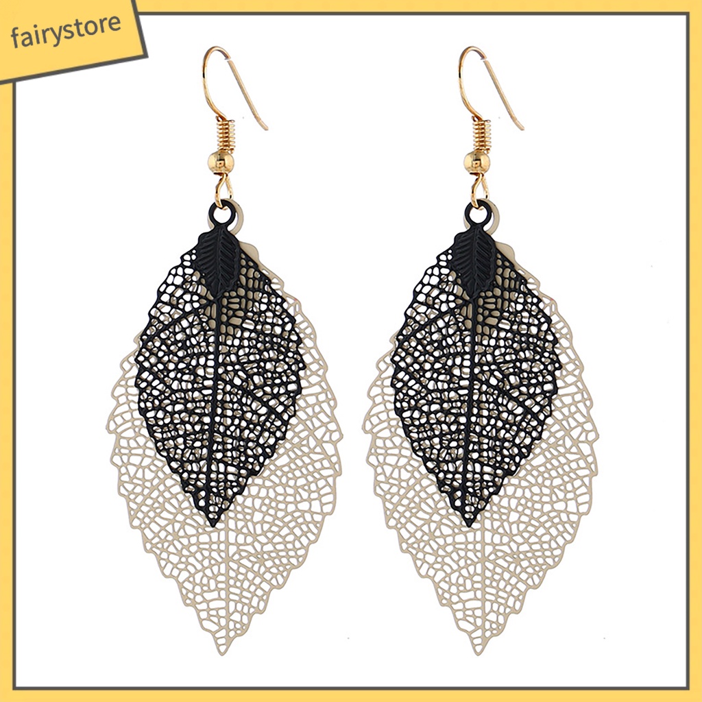 1 Đôi Bông Tai Hình Chiếc Lá Nhiều Màu Sắc Phong Cách Boho Cổ Điển Dành Cho Nữ