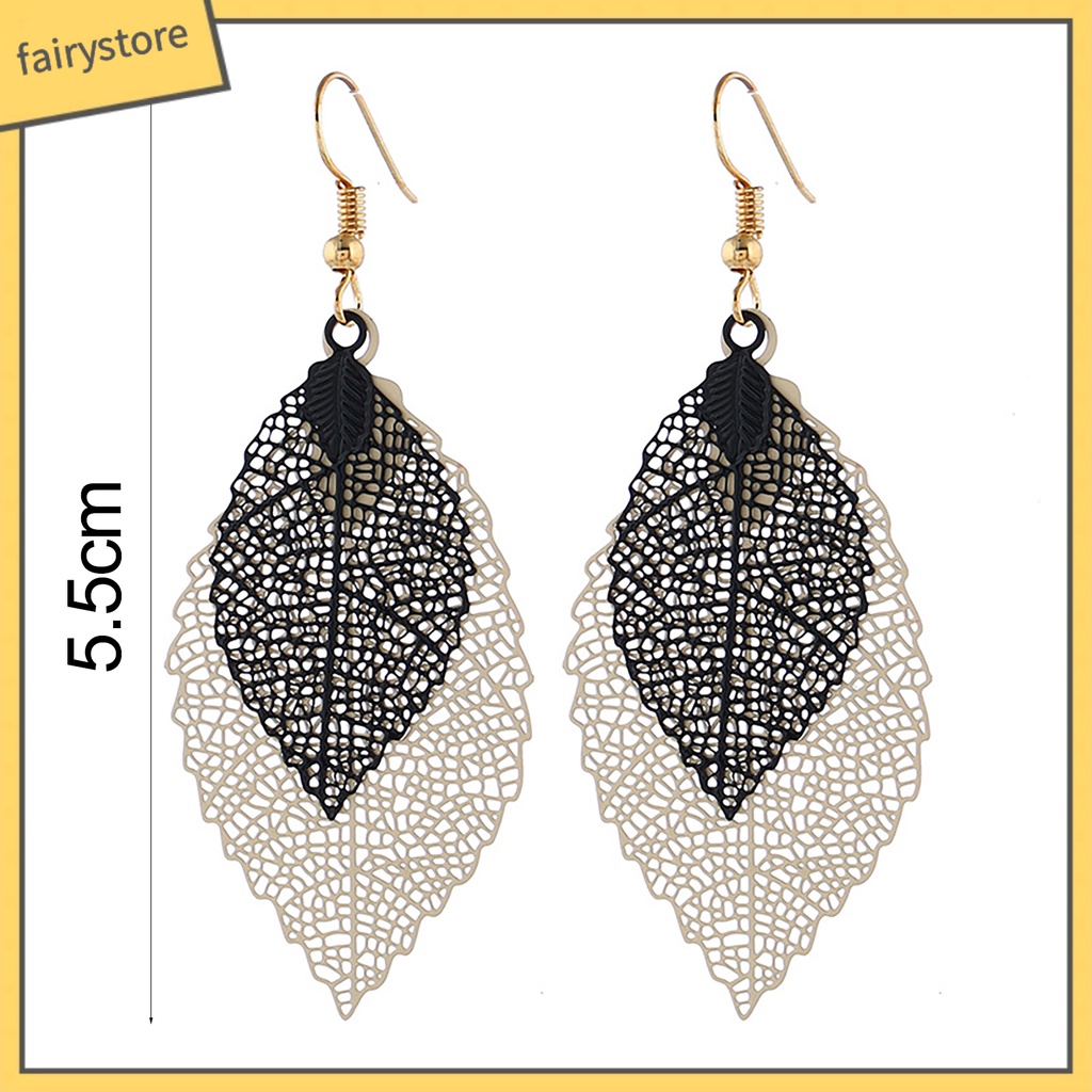 1 Đôi Bông Tai Hình Chiếc Lá Nhiều Màu Sắc Phong Cách Boho Cổ Điển Dành Cho Nữ