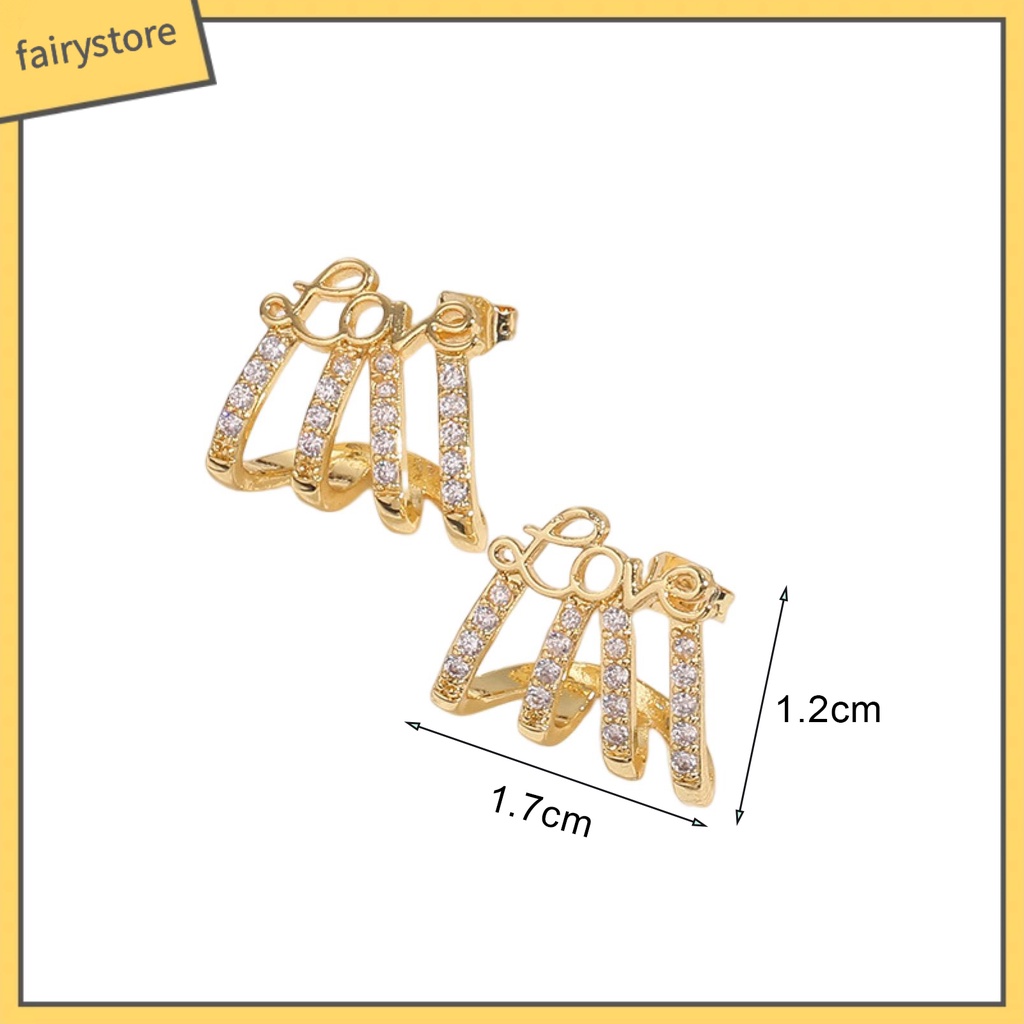 1 Đôi Bông Tai Hình Chữ Cái Đính Đá Chống Oxy Hóa Chống Rơi Lên Màu Nhanh 4 Chân Thời Trang Cho Nữ