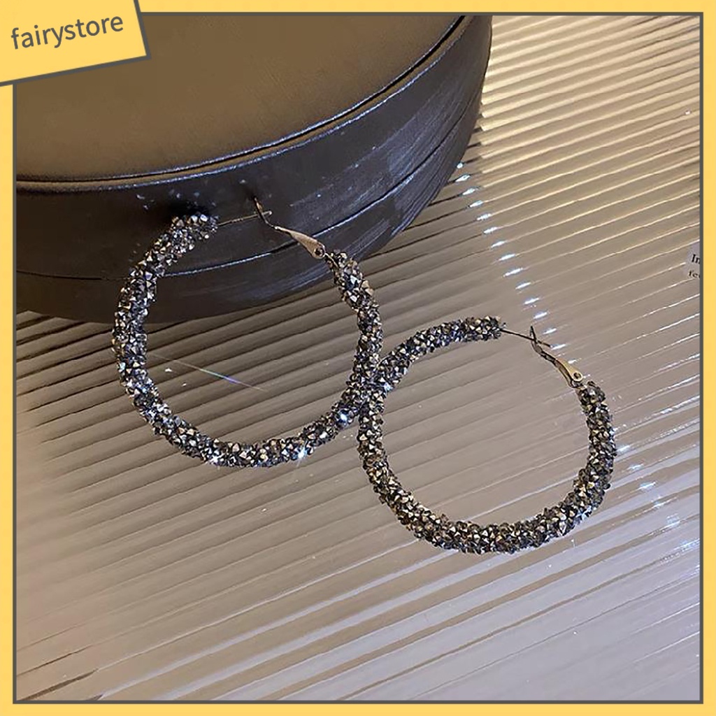 1 Đôi Bông Tai Đính Đá Lấp Lánh Thời Trang Dành Cho Nữ