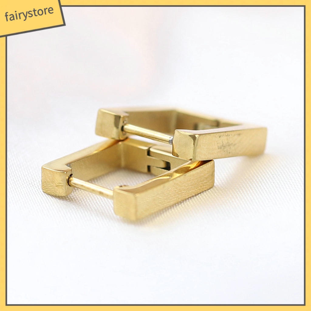 1 Đôi Bông Tai Hình Học Bằng Thép Titan Mạ Điện Không Phai Phong Cách Âu Mỹ