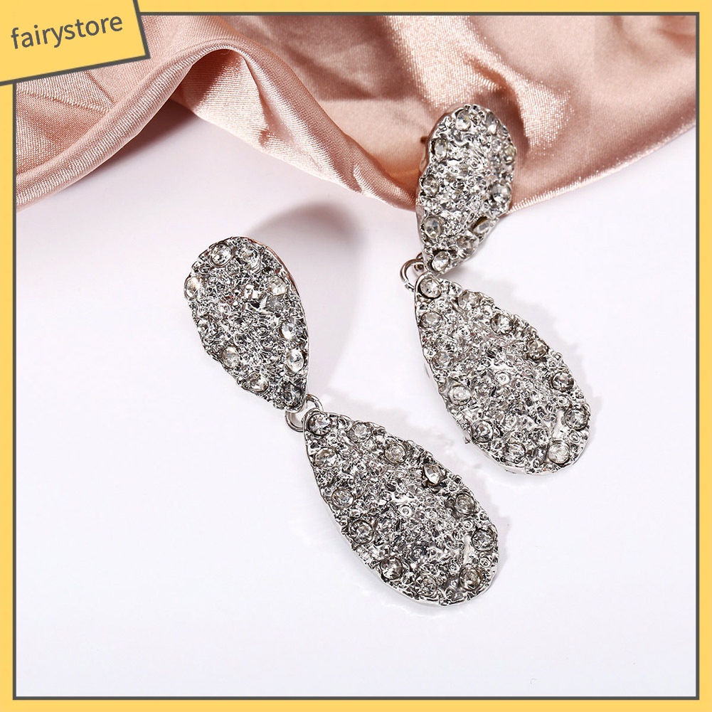 Bông Tai Hình Giọt Nước Đính Đá Phong Cách Vintage Dành Cho Nữ