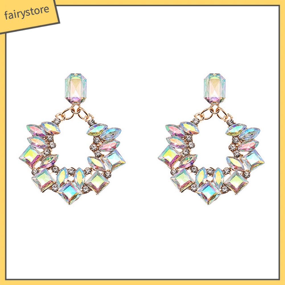 Khuyên Tai Tròn Đính Đá Lấp Lánh Thời Trang Cho Nữ