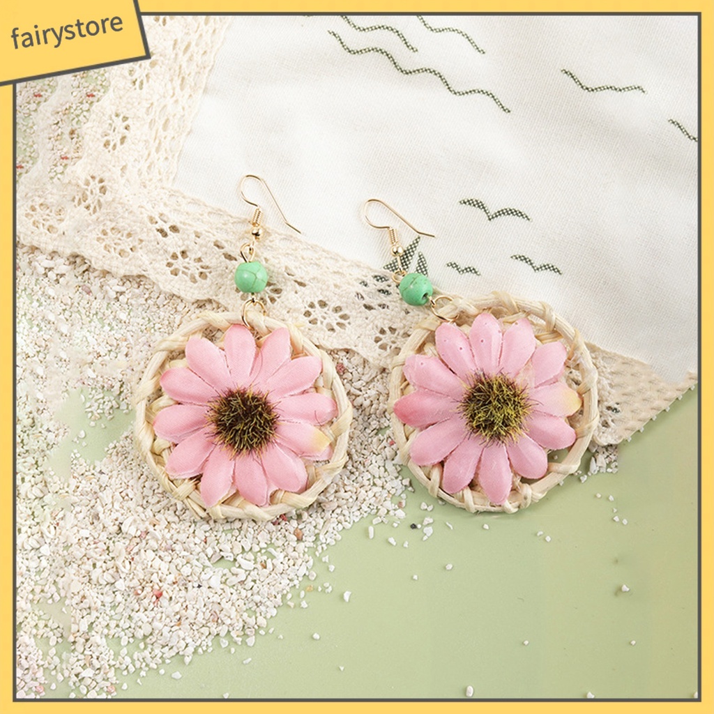 1 Đôi Bông Tai Hình Học Dáng Dài Hình Hoa Thời Trang Cho Nữ