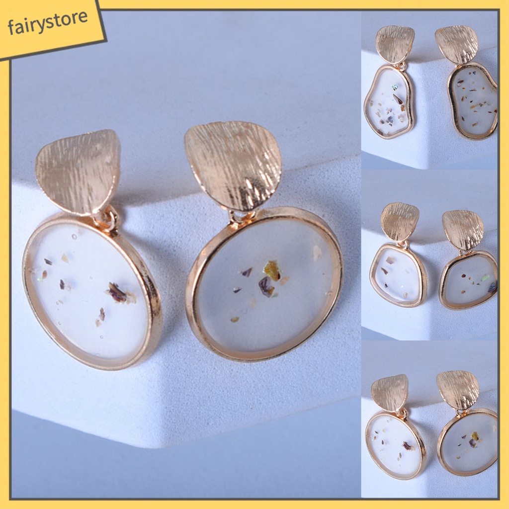 Set 2 Bông Tai Vỏ Sò Hình Vuông Bằng Hợp Kim Phong Cách Retro