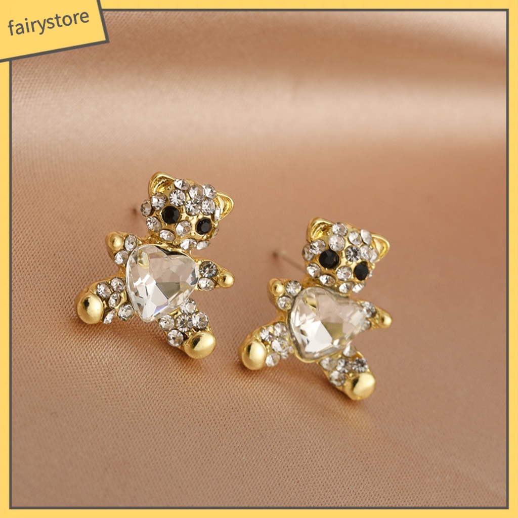 Bông Tai Hình Trái Tim / Gấu Đơn Giản Thời Trang Cho Nữ