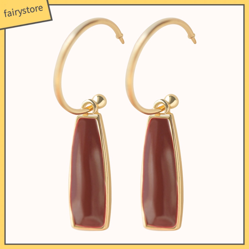 1 Đôi Bông Tai Hình Học Dáng Dài Mạ Bóng Cao Thời Trang Cho Nữ