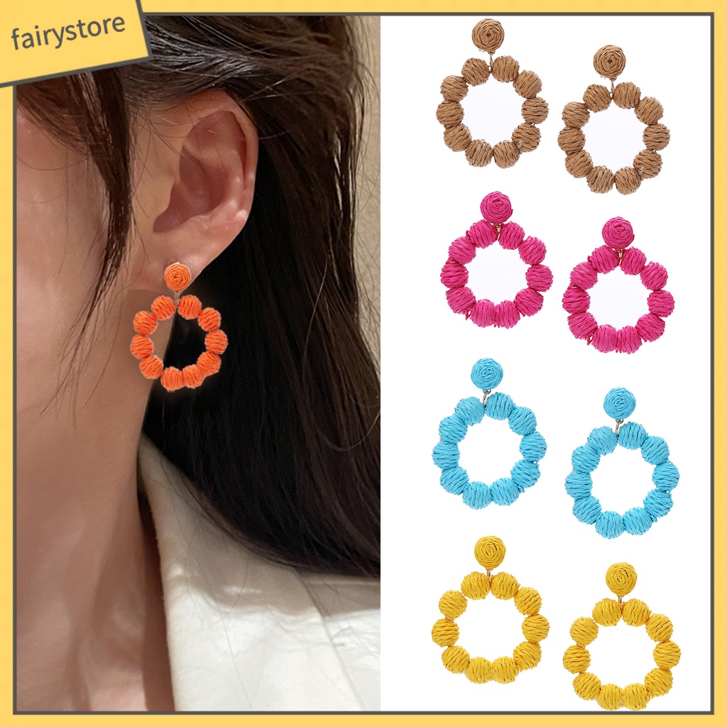 1 Đôi Bông Tai Hình Tròn Phong Cách Bohemian Dành Cho Nữ