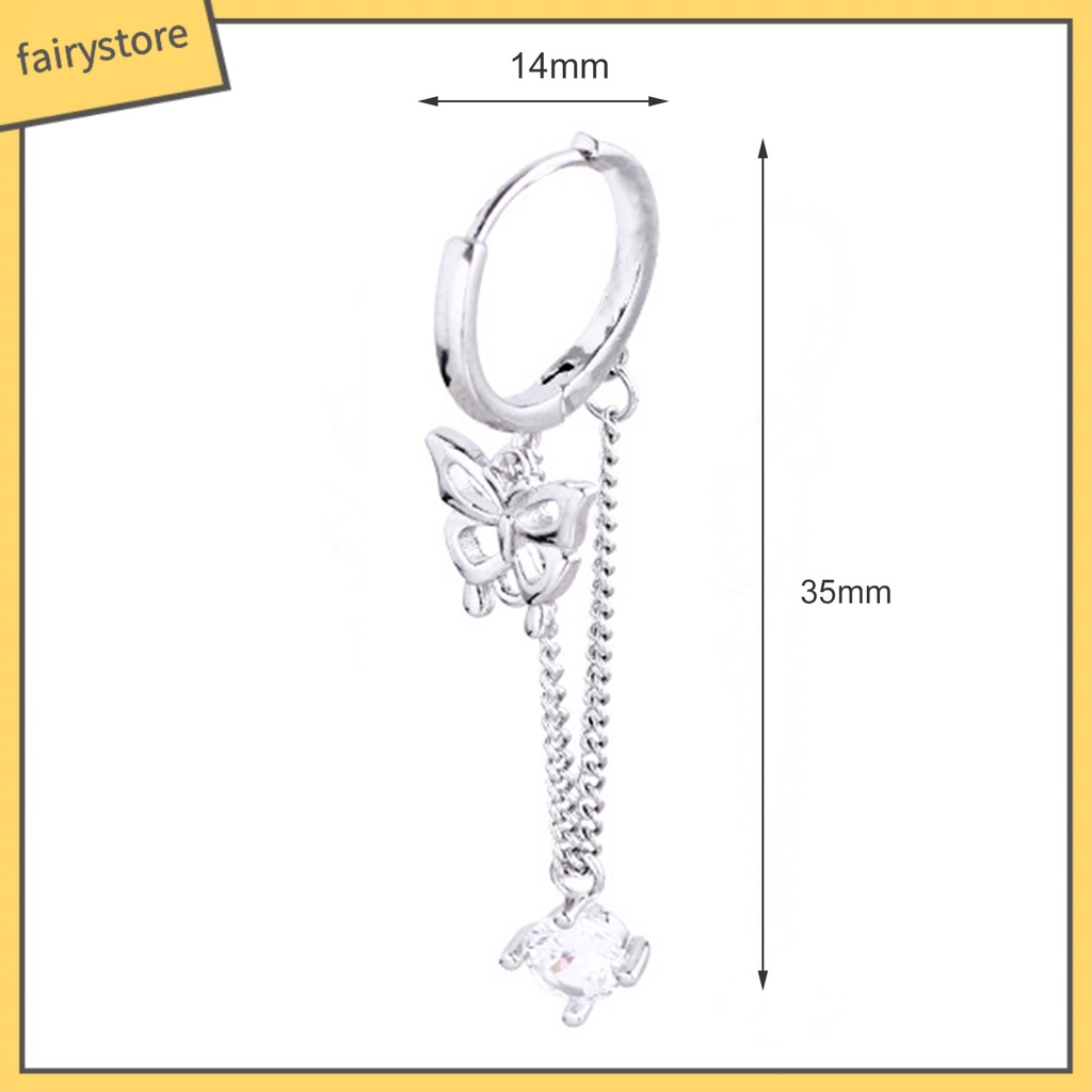 1 Bông Tai Hình Bướm Đính Đá Zircon Phong Cách Hàn Quốc Dành Cho Nữ