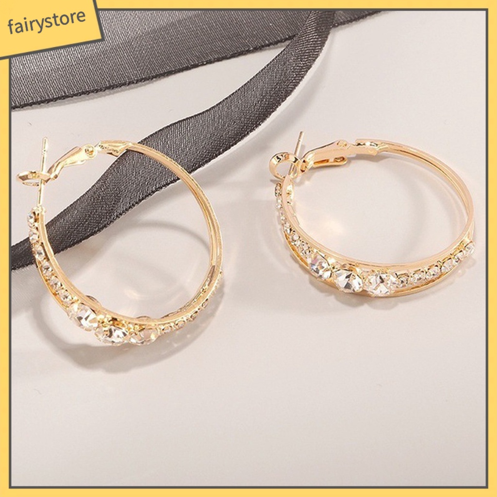 Bông Tai Tròn Đính Đá Lấp Lánh Quyến Rũ Dành Cho Nữ