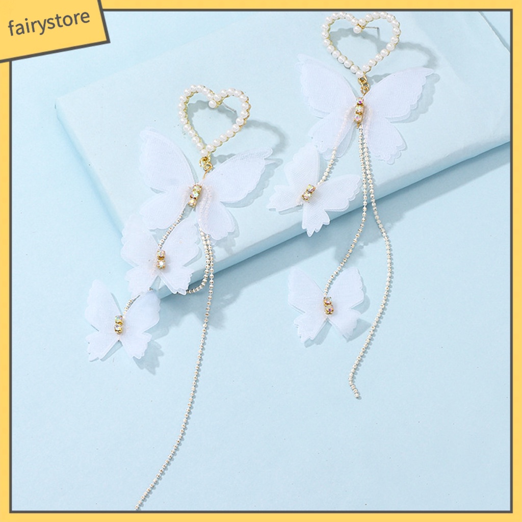 1 Đôi Bông Tai Hợp Kim Thả Ngọc Trai / Bướm / Trái Tim Thời Trang