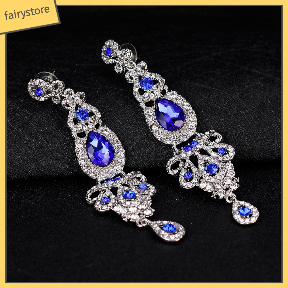 Bông Tai Dáng Dài Đính Đá Toàn Diện Phong Cách Cổ Điển Thời Trang Cho Nữ