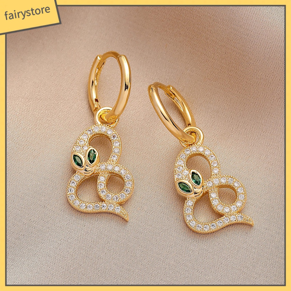 [FRO] 1 Đôi Bông Tai Hình Rắn Đính Đá Lấp Lánh Trang Sức Dự Tiệc