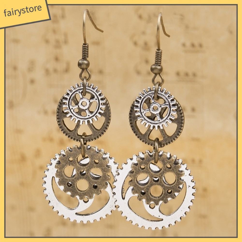 Đôi Khuyên Tai Dài Hình Bánh Răng Thời Trang Cho Nữ