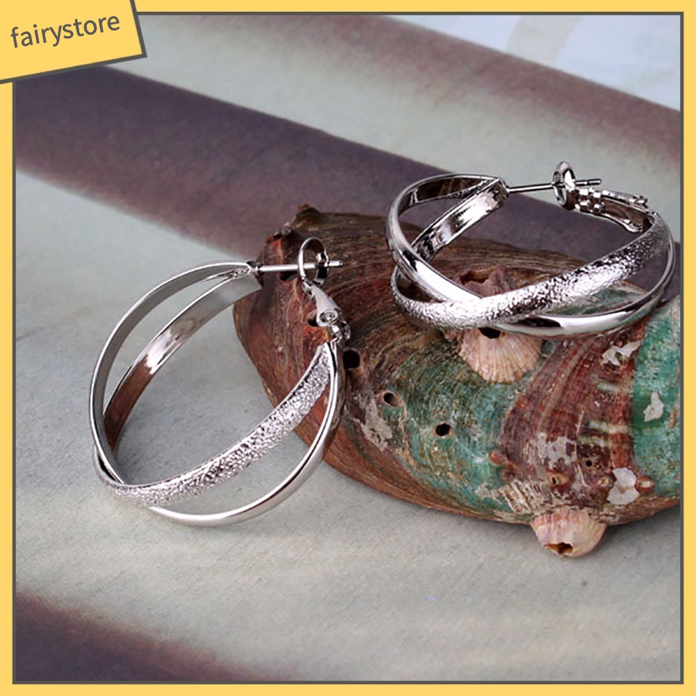 Khuyên Tai Tròn 2 Lớp Mạ Vàng Thời Trang Dành Cho Nữ