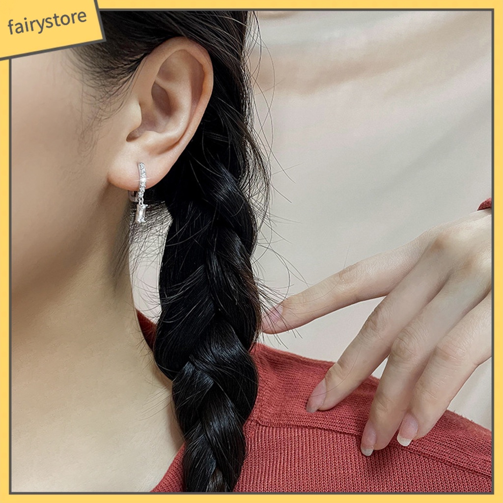 1 Bông Tai Chữ U Đính Đá Zircon Thời Trang Dành Cho Nữ