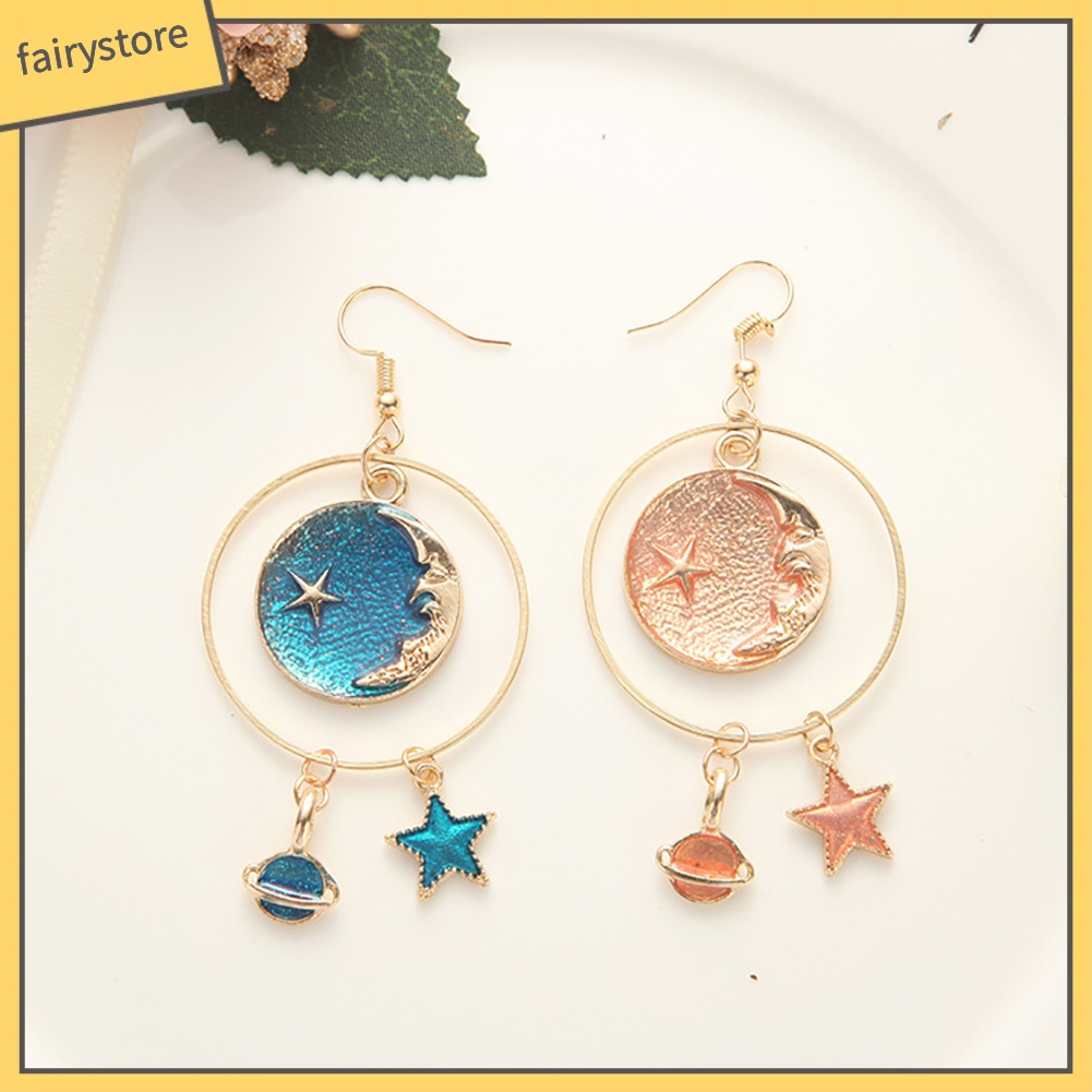 Bông Tai Hình Tròn / Ngôi Sao / Mặt Trăng Thời Trang Cho Nữ