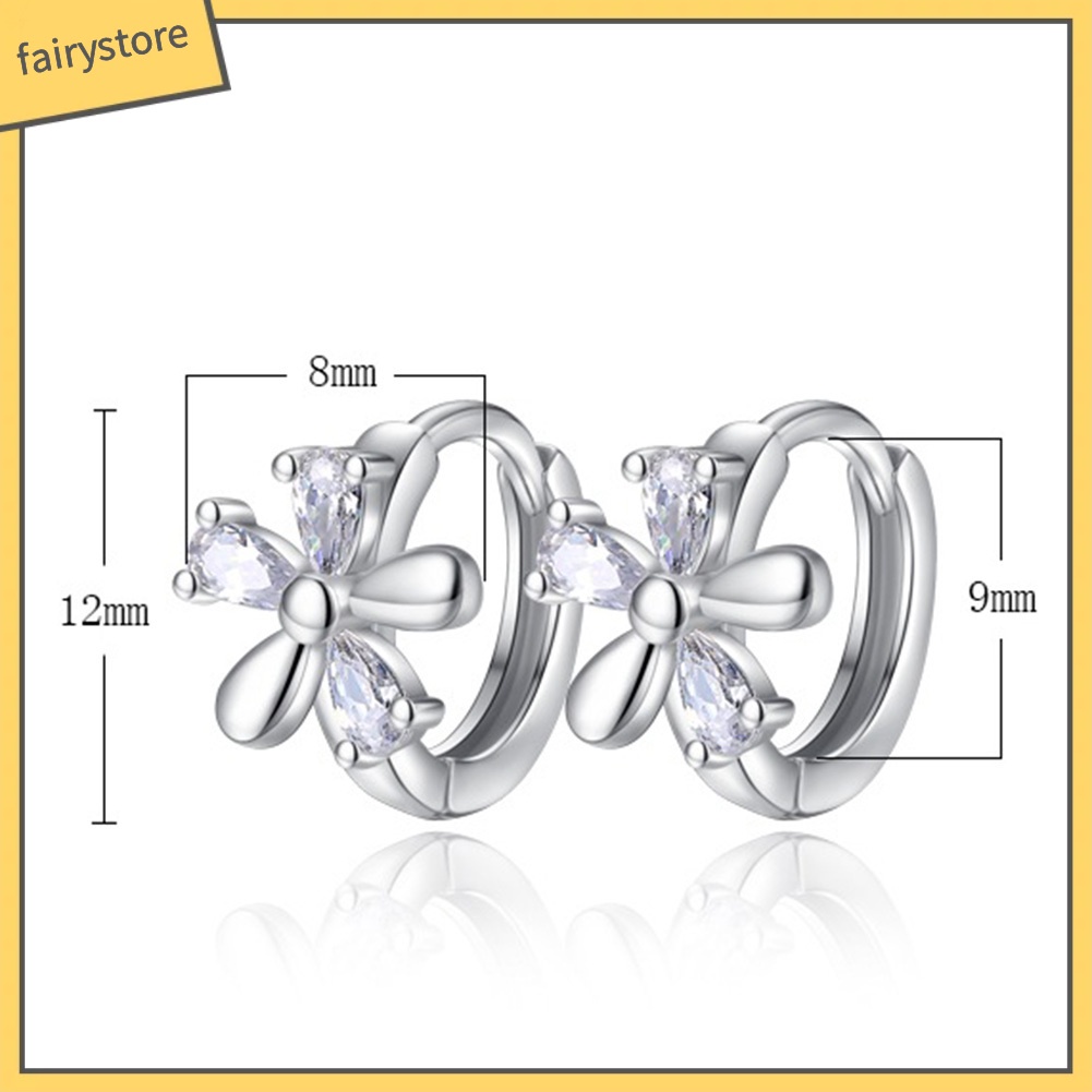 Bông Tai Hình Hoa Đính Đá Zircon Ngọt Ngào Cho Nữ