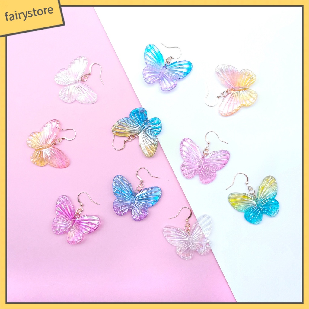1 Đôi Bông Tai Hình Bướm Acrylic Trong Suốt Màu Gradient Dành Cho Nữ