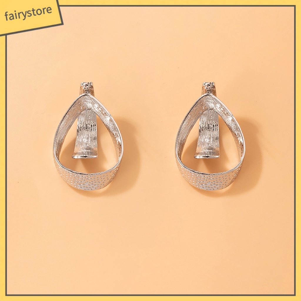 1 Đôi Bông Tai Mạ Bạc Hình Giọt Nước Đính Đá Thời Trang Vintage Dành Cho Nữ